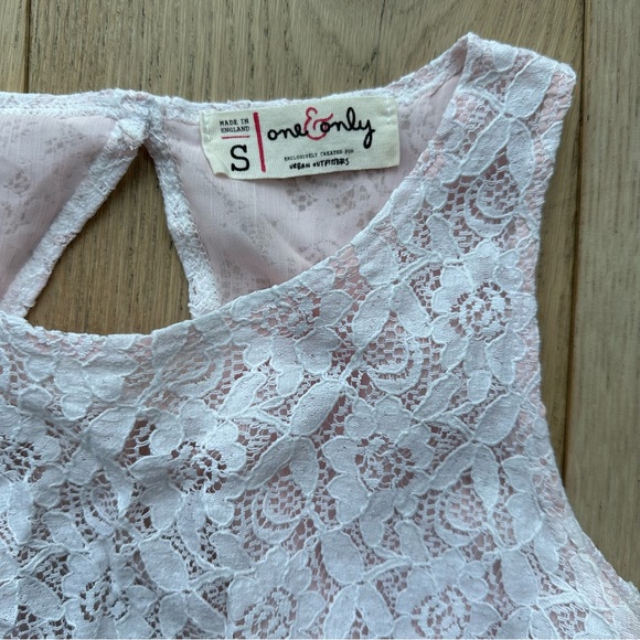 One & Only Floral Lace A-Line Pink & White Mini Dress w/Open Back - Picture 3 of 9